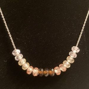 Sterling Silver (2/$25) and Cubic Zirconia Crystal Necklace NWT